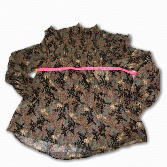 Knox Rose Printed Bishop Long Sleeve Blouse Size L - Picture 6 of 10